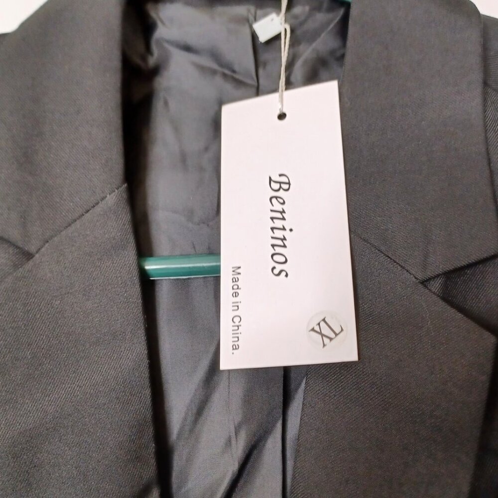 Beninos Mens Slim Fit Casual One Button Blazer Jacket (XL, Black) - Picture 4 of 6